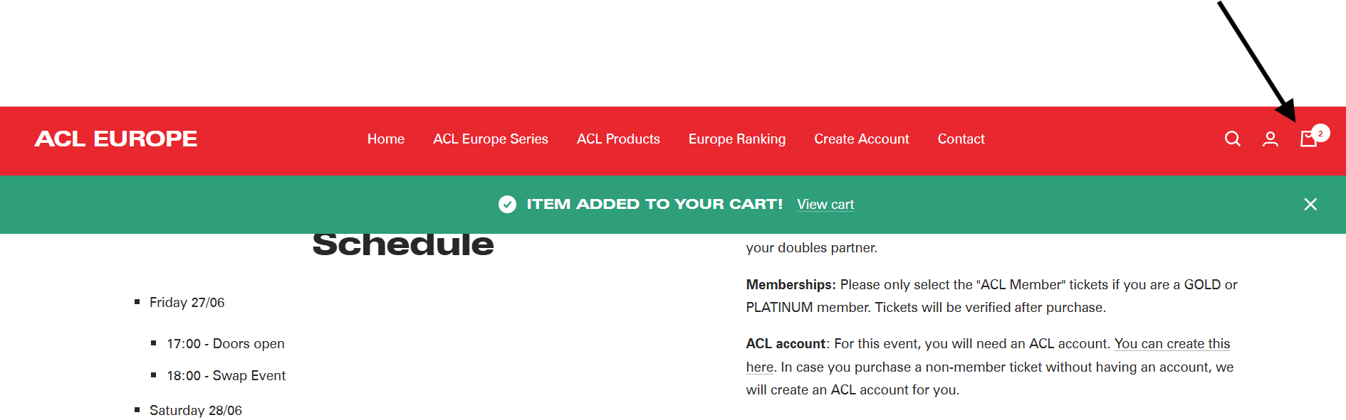 Aide à l’inscription du tournoi ACL Belgium open