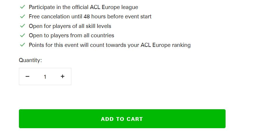 Aide à l’inscription du tournoi ACL Belgium open